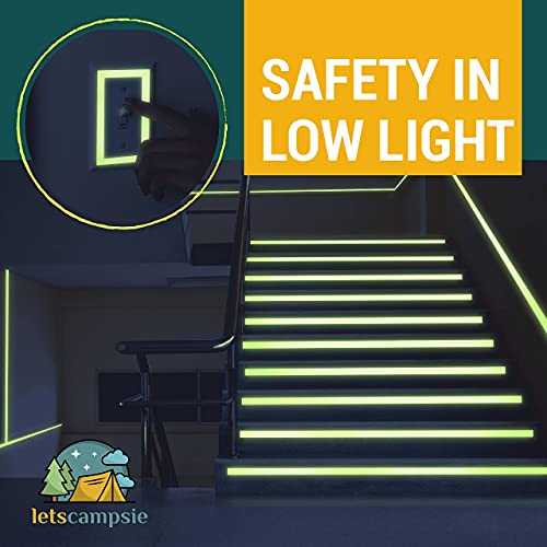 LetsCampsie Glow in The Dark Tape – 30ft x 1inch – Premium Industrial Grade Interior and Exterior Luminous Glow Tape to Help See Objects at Night and Outdoors