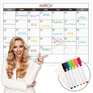 dry erase calendar for wall – large dry erase calendar, 28″ x 40″, undated monthly calendar for home, office, classroom, erasable laminated calendar whiteboard with 6 markers ＆ 6 stickers – 1y grey