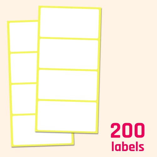 200 Pack, 4" x 2", Labels Stickers for Storage Bins - Matte White