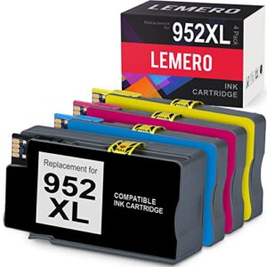 lemero 952xl 952 ink cartridge compatible ink cartridge replacement for hp 952xl 952 xl for officejet pro 8710, 8720, 8715 8740 8200 8730 8702 7740 7720 8210 (black cyan magenta yellow, 4 pack)
