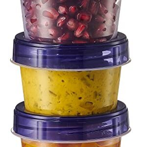 PLASTICPRO 6 Pack Twist Cap Food Storage Containers with Blue Screw on Lid- 4 oz Reusable Meal Prep Containers - Small Freezer Containers Microwave Safe Blue Plastic Food Storage