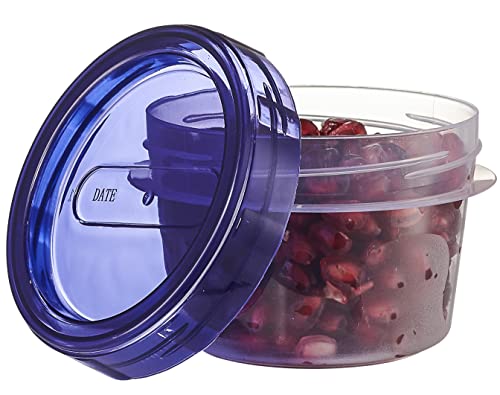 PLASTICPRO 6 Pack Twist Cap Food Storage Containers with Blue Screw on Lid- 4 oz Reusable Meal Prep Containers - Small Freezer Containers Microwave Safe Blue Plastic Food Storage