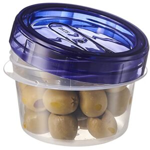 PLASTICPRO 6 Pack Twist Cap Food Storage Containers with Blue Screw on Lid- 4 oz Reusable Meal Prep Containers - Small Freezer Containers Microwave Safe Blue Plastic Food Storage