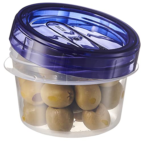 PLASTICPRO 6 Pack Twist Cap Food Storage Containers with Blue Screw on Lid- 4 oz Reusable Meal Prep Containers - Small Freezer Containers Microwave Safe Blue Plastic Food Storage