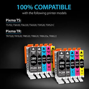 Smart Ink Compatible Ink Cartridge Replacement for Canon 280 281 PGI-280XXL CLI-281XXL (10 Combo Pack) to use with Pixma TR8520 TS9120 TS6120 TR8620 TR8620a TS6320 TR7520 TS6220 (PGBK & BK/C/M/Y)