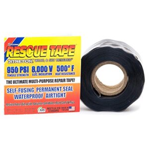 bond it rescue tape, self-fusing silicone tape, emergency plumbing pipe & radiator hose repair, electrical insulation, military std, 1″x12′, black