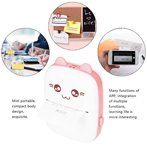 Mini Photo Printer, Wireless Photo Printer, Support Search/Text Recognition/Retrieval Improve Learning Efficiency(Pink)