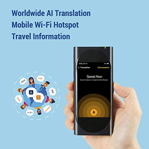 Langogo Genesis Portable Language Translator Device, 100+ Languages Pocket Translator, Real-time Voice Translator with Offline Translation, Built-in Data, 3.1inch Retina Display Traductor, Black