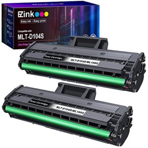 e-z ink (tm) compatible toner cartridge replacement for samsung 104 104s mlt-d104s to use with ml-1660 ml-1661 ml-1667 ml-1665 ml-1675 ml-1666 ml-1865 ml-1865w scx-3205w printer (black, 2 pack)
