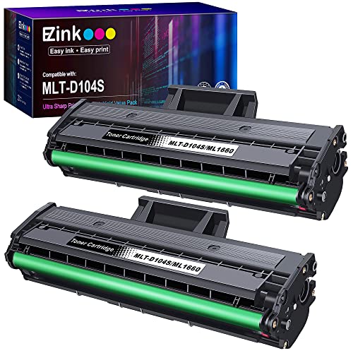 E-Z Ink (TM) Compatible Toner Cartridge Replacement for Samsung 104 104S MLT-D104S to use with ML-1660 ML-1661 ML-1667 ML-1665 ML-1675 ML-1666 ML-1865 ML-1865W SCX-3205W Printer (Black, 2 Pack)