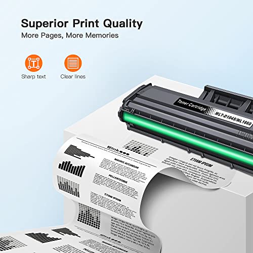 E-Z Ink (TM) Compatible Toner Cartridge Replacement for Samsung 104 104S MLT-D104S to use with ML-1660 ML-1661 ML-1667 ML-1665 ML-1675 ML-1666 ML-1865 ML-1865W SCX-3205W Printer (Black, 2 Pack)