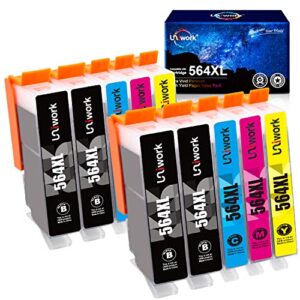 uniwork compatible ink cartridge replacement for hp 564 564xl replacement for photosmart 6520 5520 4620 5510 c410a 6525 5514 officejet 7510 4620 deskjet 3522 printer tray (4bk/2c/2m/2y) 10 pack