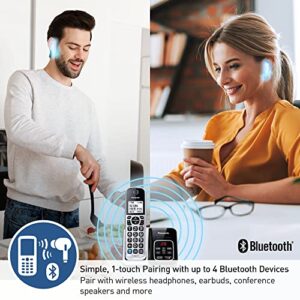 Panasonic Cordless Phone System, Bluetooth Pairing for Wireless Headphones and Smart Call Block and Bilingual Talking Caller ID, 2 Handsets Expandable up to 6 Cordless Handsets - KX-TGD892S (Silver)