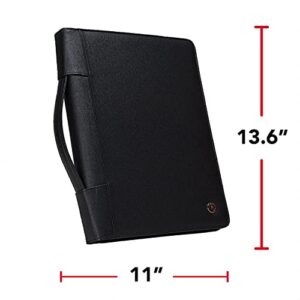 Case-it Executive Zippered Padfolio with Removable 3-Ring Binder and Letter Size Writing Pad, Black (PAD-40)