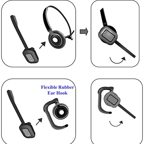 INNOTALK Wireless Headset Compatible with Polycom VVX300, VVX310, VVX400, VVX410 - Desk Office Phone Call Center Wireless Headset with EHS Cord Bundle for Remote Answering Wireless Headset(Pioneer)