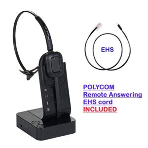 INNOTALK Wireless Headset Compatible with Polycom VVX300, VVX310, VVX400, VVX410 - Desk Office Phone Call Center Wireless Headset with EHS Cord Bundle for Remote Answering Wireless Headset(Pioneer)