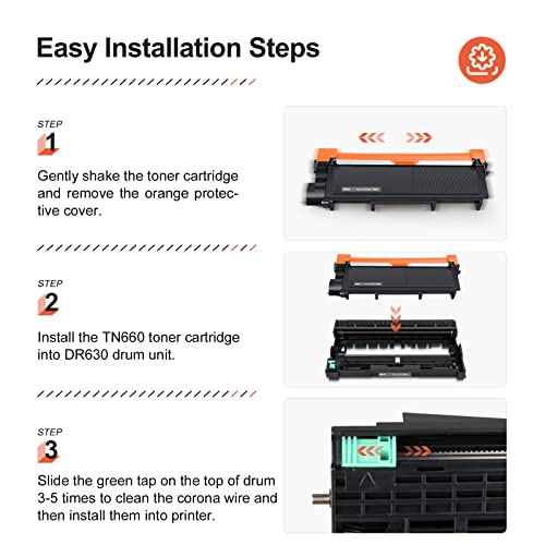 v4ink 2PK Compatible TN-660 Toner Cartridge Replacement for Brother TN660 TN630 Toner for Brother HL-L2300D HL-L2320D HL-L2340DW HL L2360DW L2380DW MFC-L2700DW MFC-L2740DW DCP L2520DW L2540DW Printer