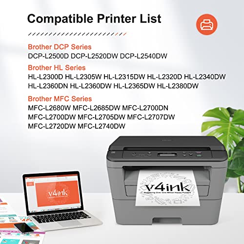 v4ink 2PK Compatible TN-660 Toner Cartridge Replacement for Brother TN660 TN630 Toner for Brother HL-L2300D HL-L2320D HL-L2340DW HL L2360DW L2380DW MFC-L2700DW MFC-L2740DW DCP L2520DW L2540DW Printer