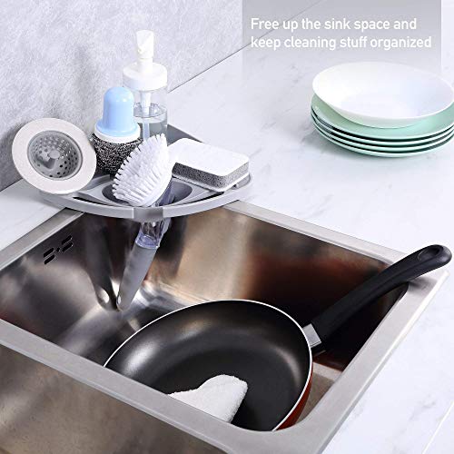 Kitchen sink caddy sponge holder scratcher holder cleaning brush holder sink organizer(Grey)