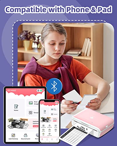 Phomemo M04S Portable Printer- Bluetooth Inkless Thermal Sticker Printer with 3 Rolls White Self-Adhesive Thermal Paper for Text, Notes, Memo, Photo, to-do List.