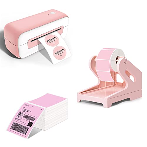 Phomemo Label Printer, Label Holder, 4X6 Pink Thermal Label