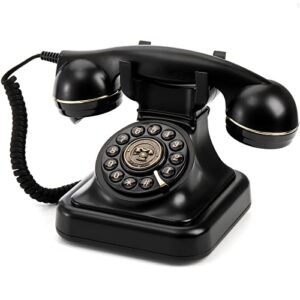peohud retro landline telephone, classic corded desk phone, vintage old fashioned dial button phone with redial function for home office