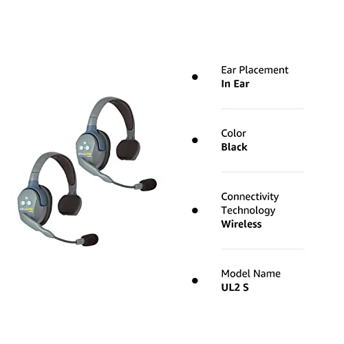 EARTEC UL2S UltraLITE Full Duplex Wireless Headset Communication for 2 Users - 2 Single Ear Headsets