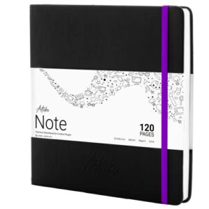 articka note hardcover sketchbook – square hardbound sketch journal – 8 x 8 inch art book – 120 pages with elastic closure – 180gsm ultra smooth paper – ideal for pencils, graphite, charcoal, pen