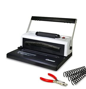 printfinish coilbind s25a upgraded spiral coil binding machine – with electric coil inserter – professionally bind presentations documents – free crimper free box of 100 plastic coils – 4 to 1 pitch