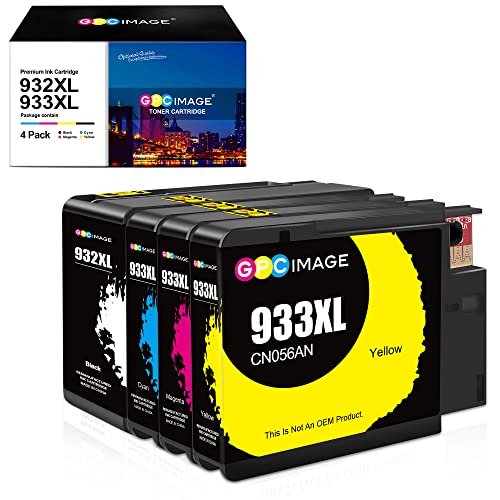 GPC Image Compatible Ink Cartridge Replacement for HP 932XL 933XL 932 933 XL Compatible with Officejet 7110 6600 6700 6100 7612 7610 Printer Tray (Black,Cyan,Magenta,Yellow)