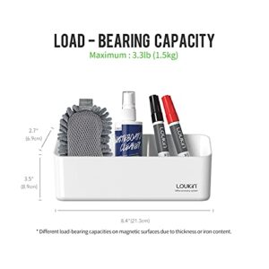 loukin Magnetic and Adhesive Marker Holder, Dry Erase Accessory Tray, Magnetic Storage Organizer for Whiteboard, Glass or Refrigerators (White)