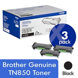 brother genuine tn850 3-pack high yield black toner cartridge with approximately 8,000 page yield/cartridge
