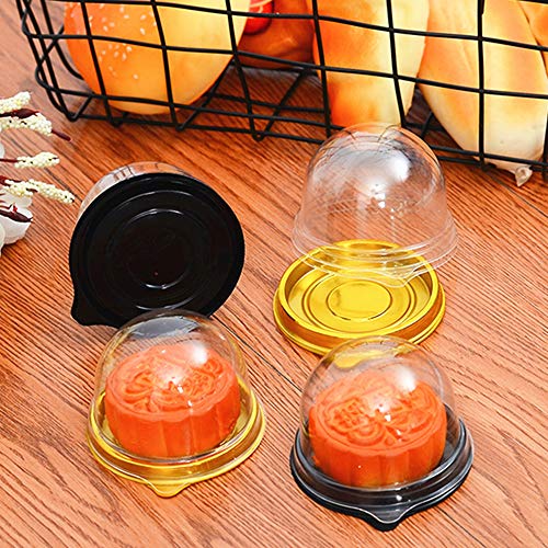50 Set Clear Plastic Mini Cupcake Boxes Muffin Pod Dome Muffin Single Container Box Wedding Birthday Gifts Boxes Supplies (Black)