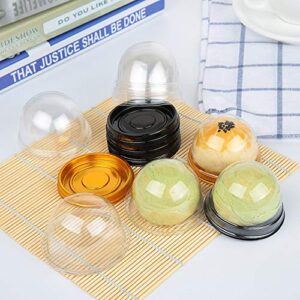 50 Set Clear Plastic Mini Cupcake Boxes Muffin Pod Dome Muffin Single Container Box Wedding Birthday Gifts Boxes Supplies (Black)