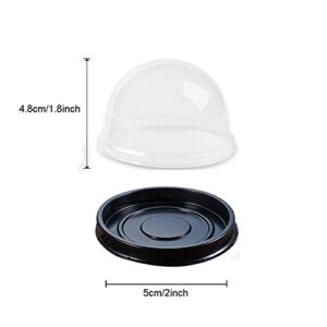 50 Set Clear Plastic Mini Cupcake Boxes Muffin Pod Dome Muffin Single Container Box Wedding Birthday Gifts Boxes Supplies (Black)