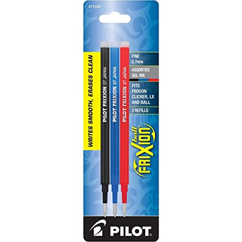 Pilot Gel Ink Refills for FriXion Erasable Gel Ink Pen, Fine Point, Assorted Ink, Pack of 9 (77335)