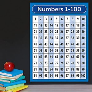 DZHJKIO Numbers 1-100 Poster Chart - LAMINATED - Double Sided (18" x 24")