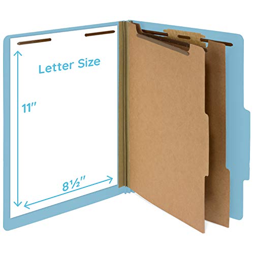 10 Blue Classification Folders - 2 Divider - 2 Inch Tyvek Expansions - Durable 2 Prongs Designed to Organize Standard Medical Files, Law Client and Office Files - Letter Size, Light Blue, 10 Pack