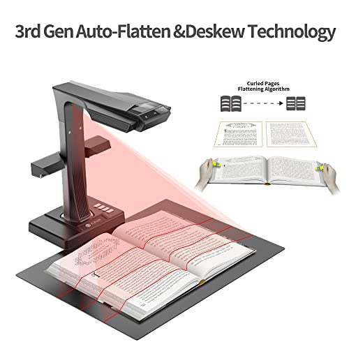 CZUR ET24 Pro Professional Book Scanner, 24MP Document Scanner, 3rd Gen Auto-Flatten & Deskew Tech, A3 Document Camera, 180+ Languages OCR, Support HDMI, for Windows/MacOS/Linux