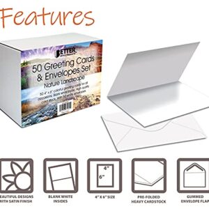 Better Office Products 50-Pack All Occasion Greeting Cards Box Set, 4 x 6 inch, 50 Assorted Blank Note Cards & 50 Envelopes, 6 Nature Photography Americana Designs, Blank Inside, 50 Pack