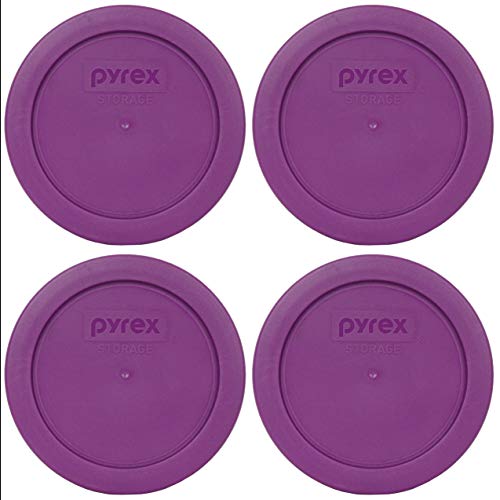 Pyrex Bundle - 4 Items: 7200-PC 2-Cup Thistle Purple Plastic Food Storage Lids