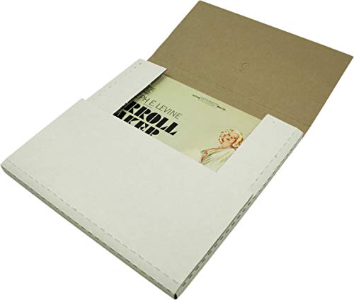 (10) White Vinyl Record LP Shipping Mailer Boxes - Holds 1 to 3 12" Records - Adjustable Height - STRONG 200# Test Cardboard #12BC01VDWH