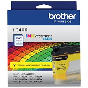 Brother Genuine LC406Y Standard Yield Yellow INKvestment Tank Ink Cartridge