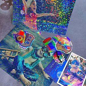 25 Sheets A4 Size (8.25”x11.7“）Holographic Sticker 5 Styles Mixed Clear Adhesive Laminted Film Holographic Overlay No need Machine