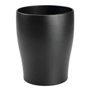 mdesign steel 1.67 gallon trash can small round wastebasket metal garbage container recycle bin for waste, recycling in bathroom, kitchen, bedroom, home office, outdoor trashcan – black