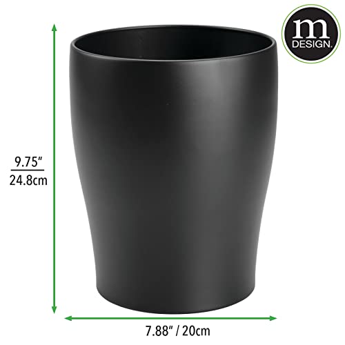 mDesign Steel 1.67 Gallon Trash Can Small Round Wastebasket Metal Garbage Container Recycle Bin for Waste, Recycling in Bathroom, Kitchen, Bedroom, Home Office, Outdoor Trashcan - Black
