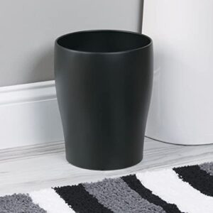 mDesign Steel 1.67 Gallon Trash Can Small Round Wastebasket Metal Garbage Container Recycle Bin for Waste, Recycling in Bathroom, Kitchen, Bedroom, Home Office, Outdoor Trashcan - Black