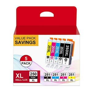 pgi-250xl cli-251xl for canon ink 250 and 251 cartridges to use with pixma mx922, mg5420, mg5520, mg5522, mg6320, mg6620, ip7220 (black, cyan, magenta, yellow, pgbk)