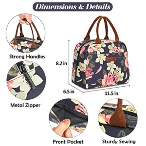 LOKASS Lunch Bag Women Insulated Lunch Box Water-resistant Lunch Tote Thermal Lunch Cooler Soft Liner Lunch Bags for Girls Lady Adults Work/College/Picnic/Beach/Fishing (Peony)