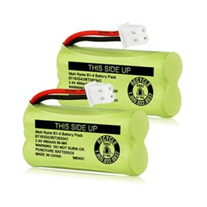 imah bt183342/bt283342 2.4v 400mah ni-mh battery pack compatible with at&t vtech cordless phone batteries bt166342/bt266342 bt162342/bt262342 2sn-aaa40h-s-x2, pack of 2